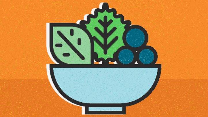 illustration bowl of leaves leafy greens fruit salad