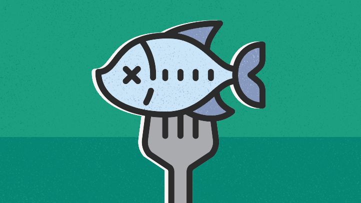 illustration seafood fish fork