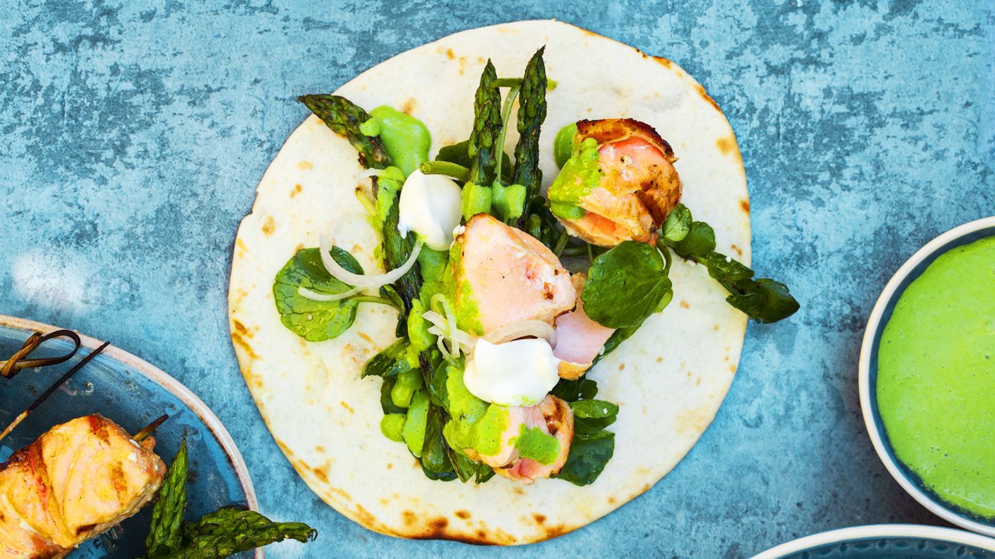 salmon asparagus tacos